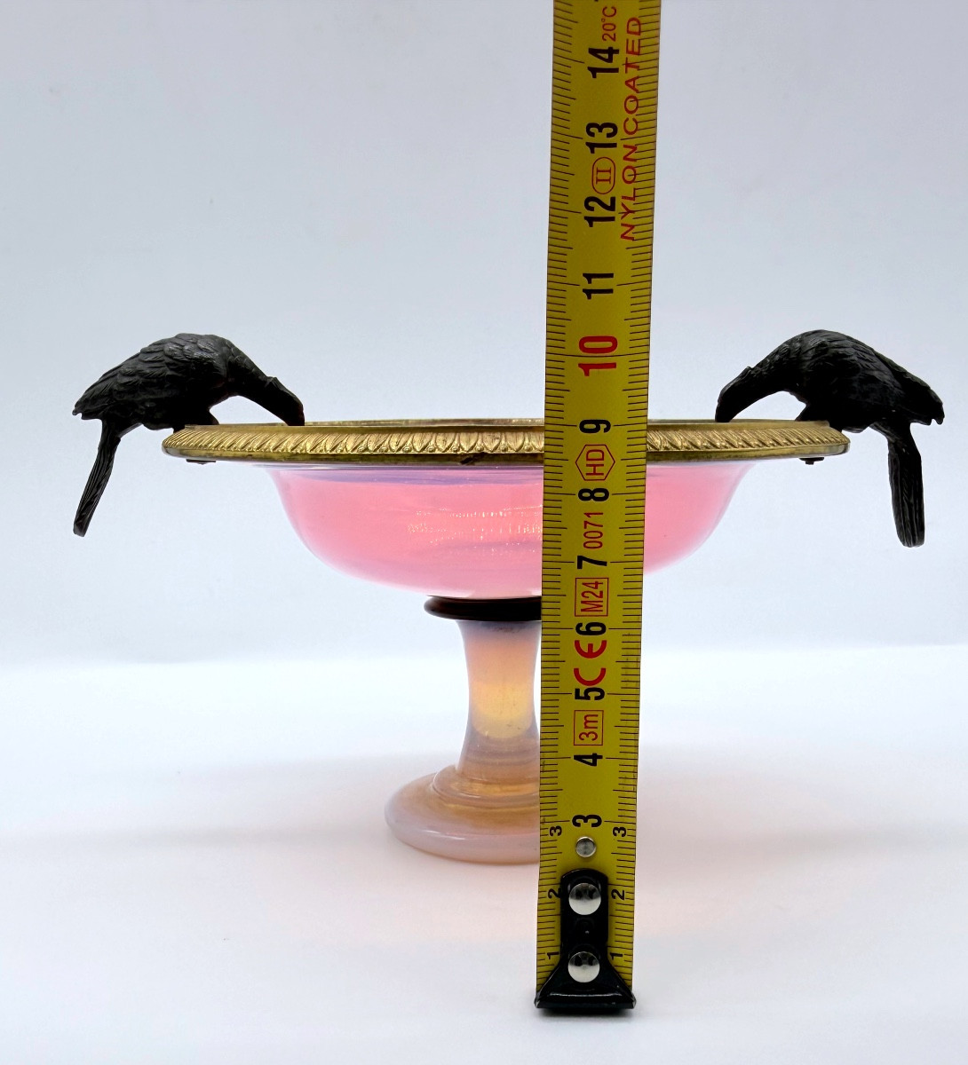 French Opaline Pigeon Gorge Tazza With Bronze Figures Of The Birds,charles X-photo-3