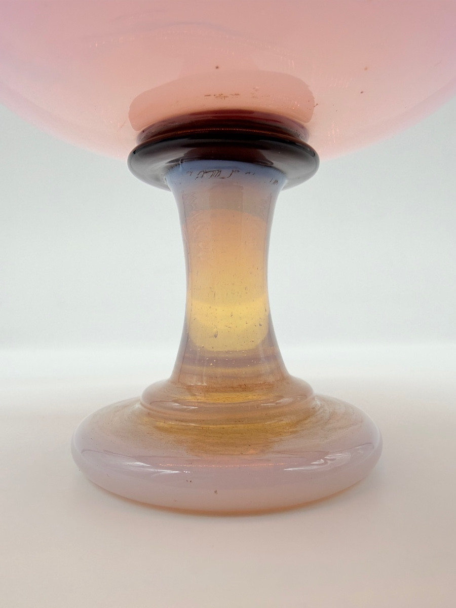 French Opaline Pigeon Gorge Tazza With Bronze Figures Of The Birds,charles X-photo-6