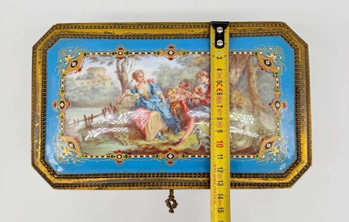 Guithon Brrceaux Signed Box ,bronze Enamel Plaques,xix Century-photo-3