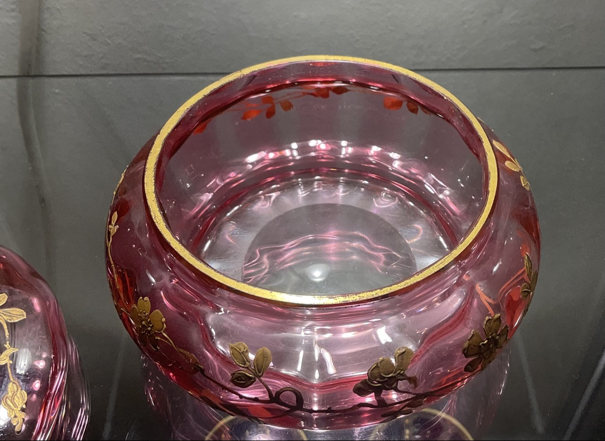 Boîte décorative en verre Baccarat et or, XIXe siècle-photo-4