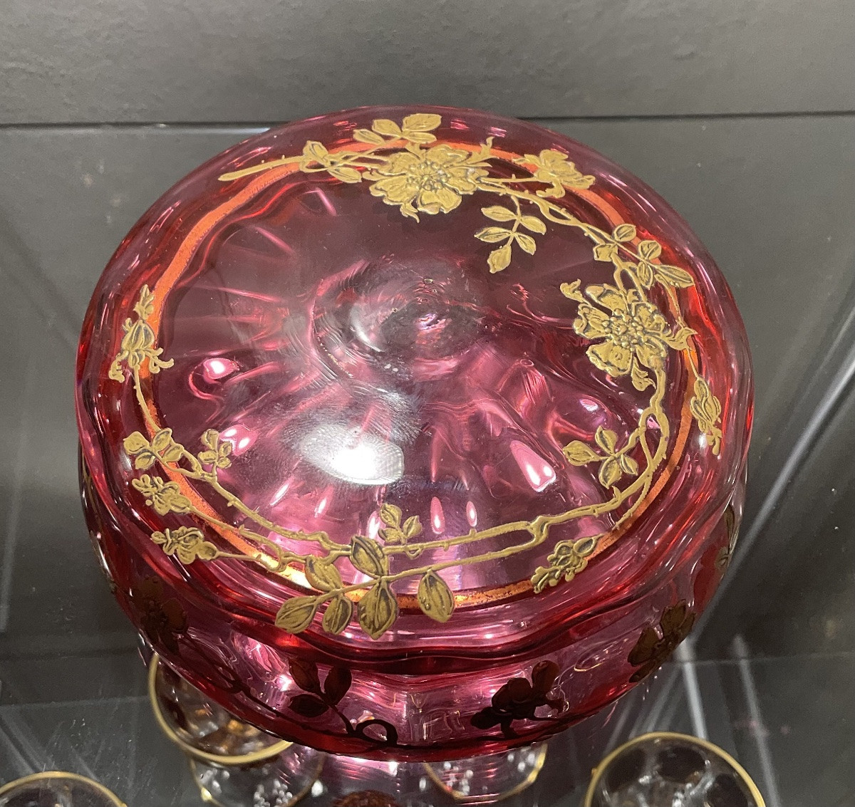 Boîte décorative en verre Baccarat et or, XIXe siècle-photo-6