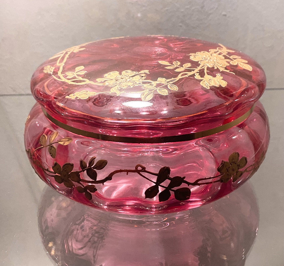 Boîte décorative en verre Baccarat et or, XIXe siècle-photo-7