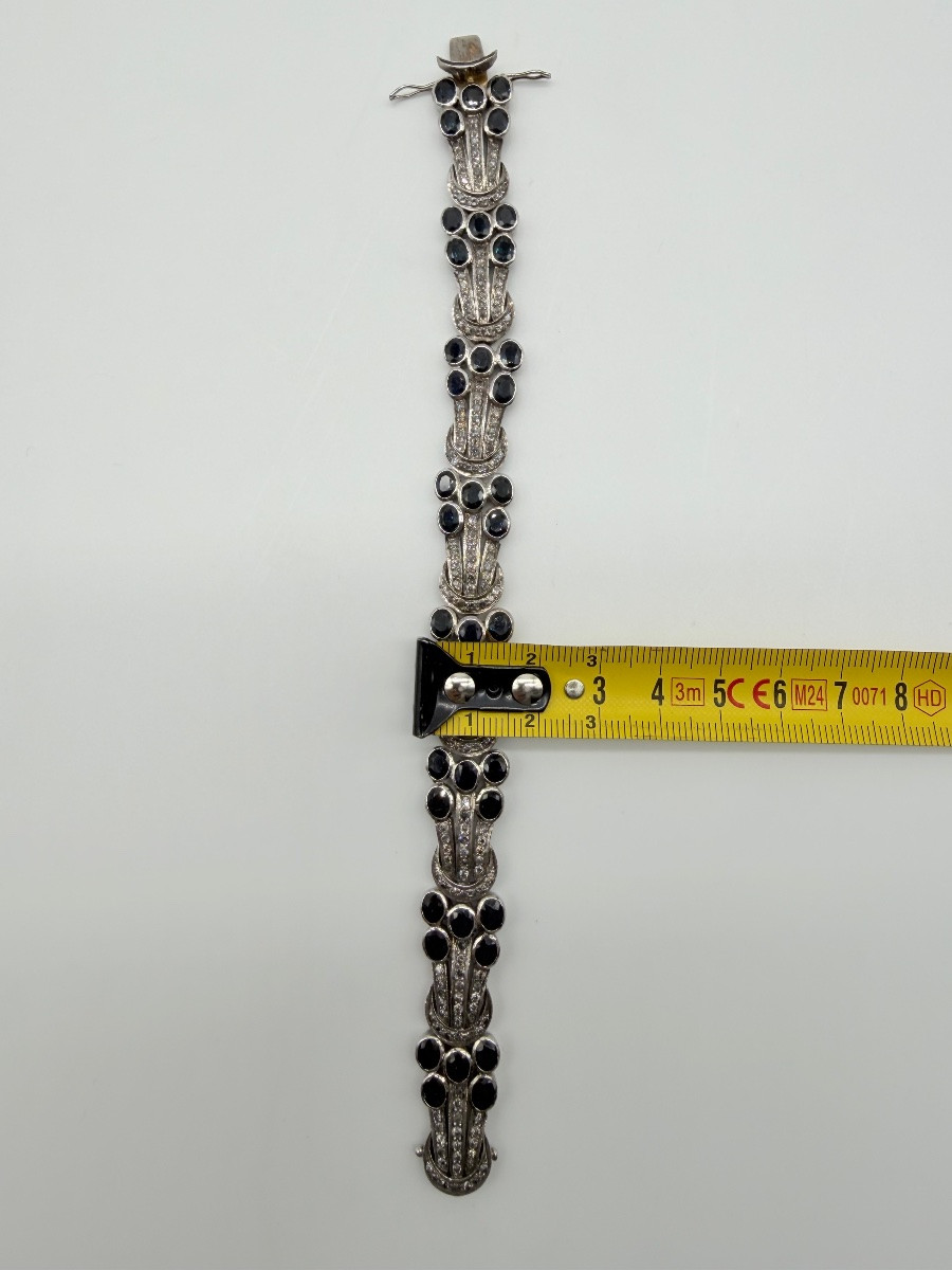 BRACELET EN SAPHIR ET DIAMANT en argent et or-photo-2