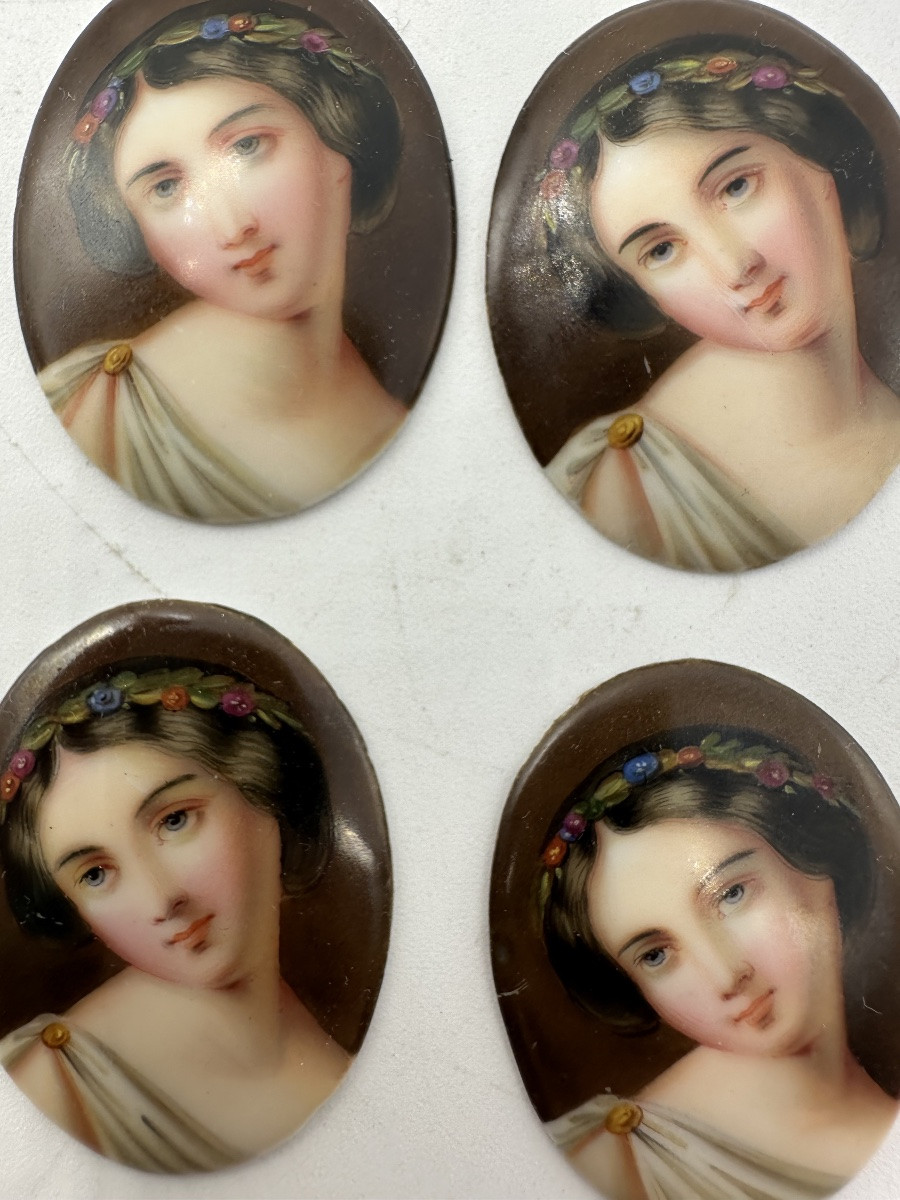 Ensemble de 20 plaques miniatures en porcelaine ancienne, XIXe -photo-2
