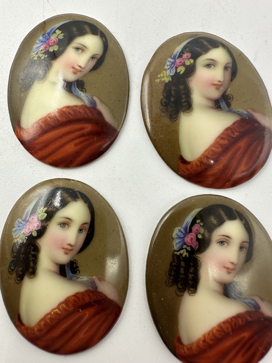 Ensemble de 20 plaques miniatures en porcelaine ancienne, XIXe -photo-3