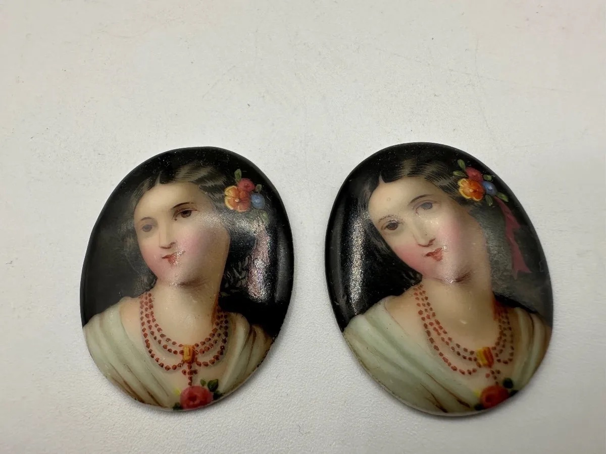 Ensemble de 20 plaques miniatures en porcelaine ancienne, XIXe -photo-4