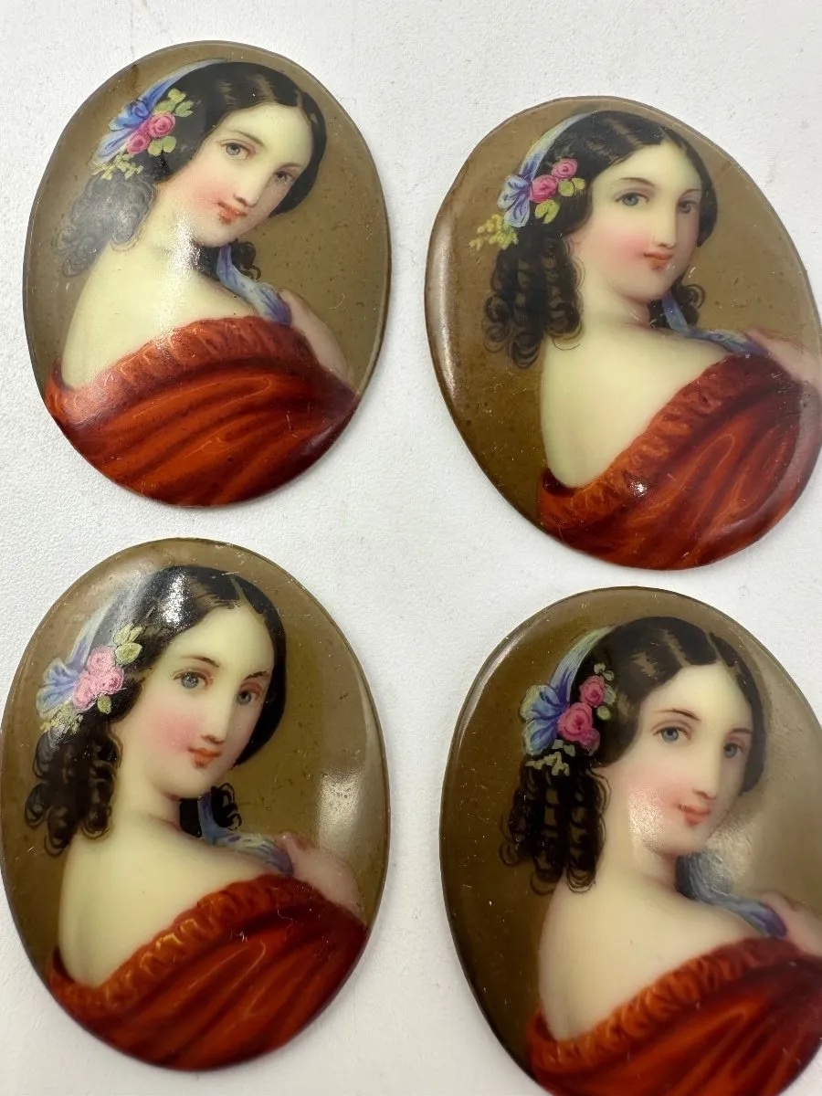 Ensemble de 20 plaques miniatures en porcelaine ancienne, XIXe -photo-5