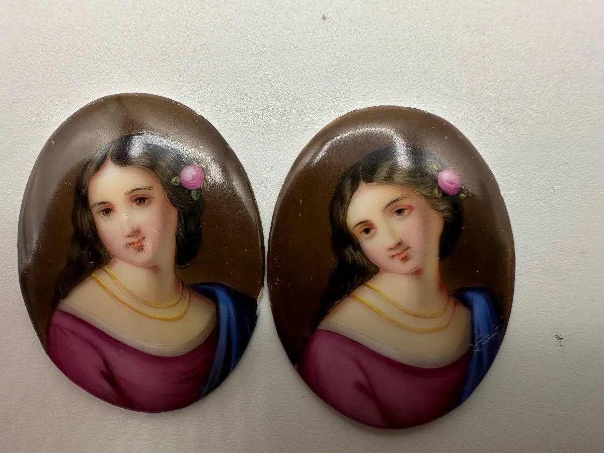 Ensemble de 20 plaques miniatures en porcelaine ancienne, XIXe -photo-6