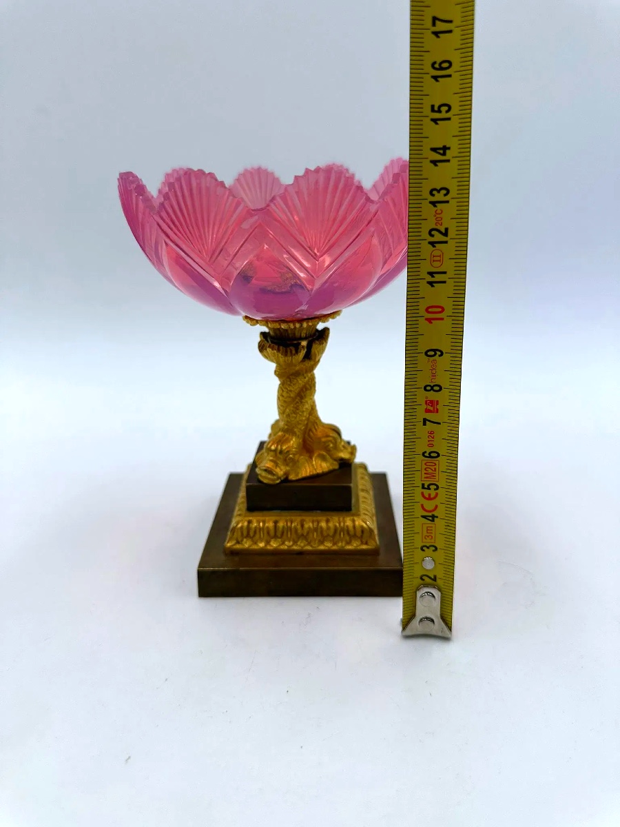 Antique Opaline Tazza Gorge De Pigeon Opaline. Charles X-photo-2