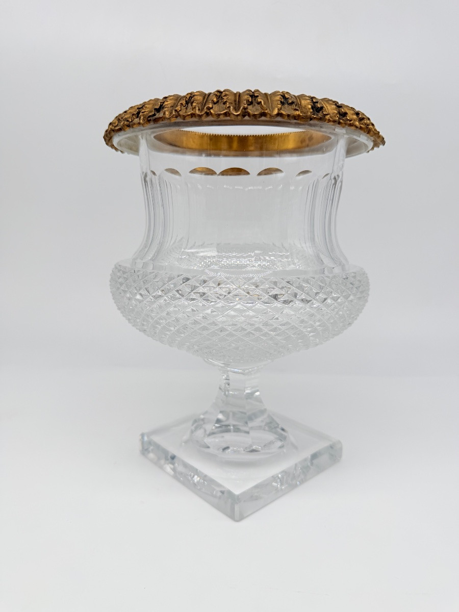 Antique Baccarat Medici Glass Vase Bronze Doré -photo-2
