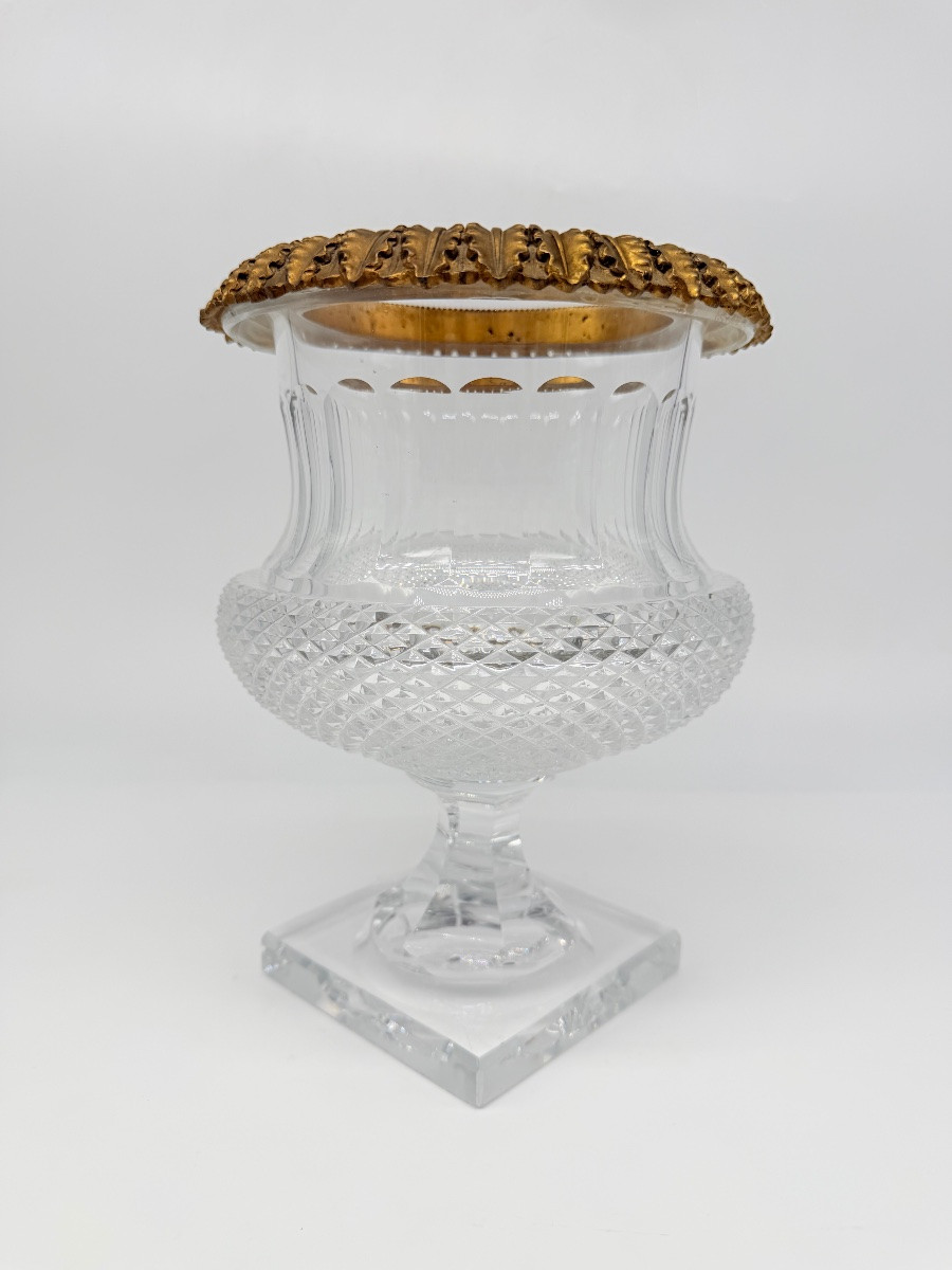 Antique Baccarat Medici Glass Vase Bronze Doré -photo-4