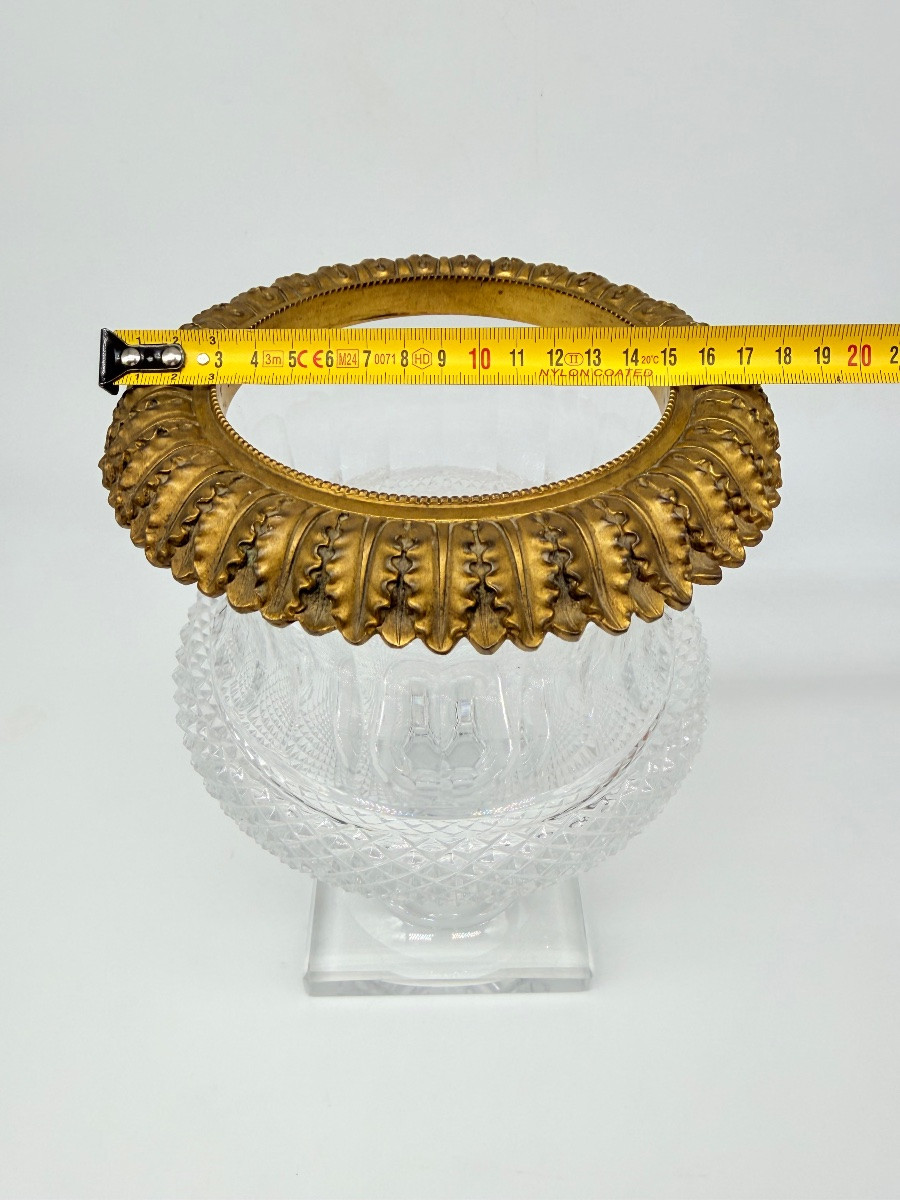 Antique Baccarat Medici Glass Vase Bronze Doré -photo-2