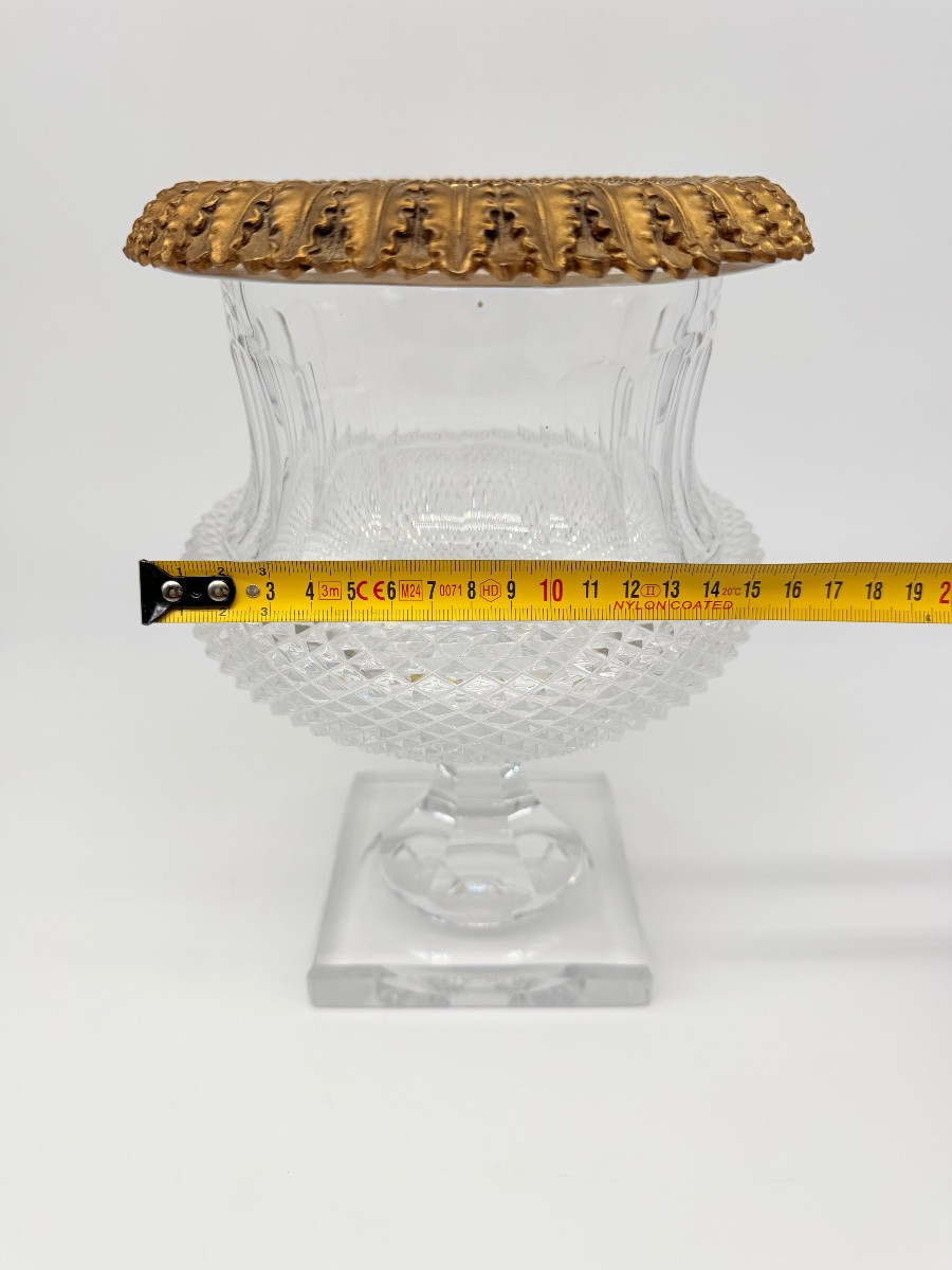 Antique Baccarat Medici Glass Vase Bronze Doré -photo-3