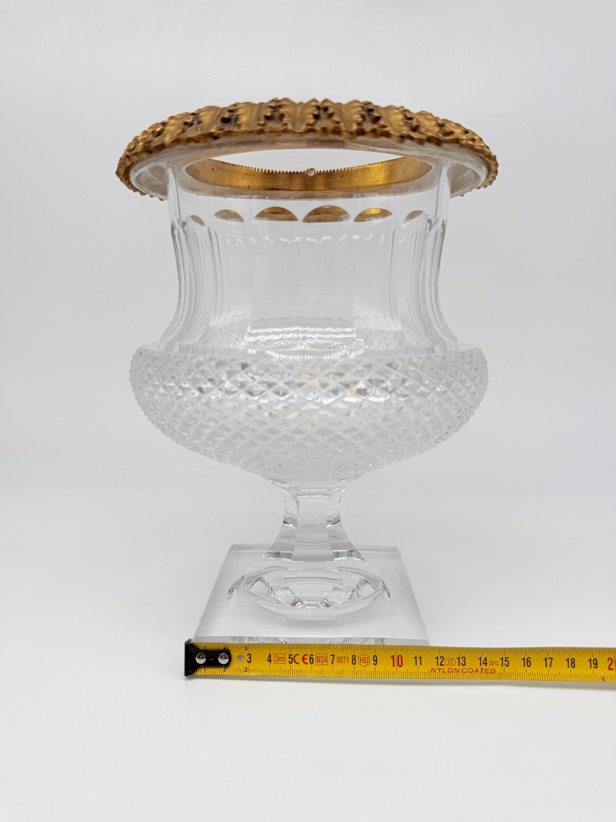 Antique Baccarat Medici Glass Vase Bronze Doré -photo-4