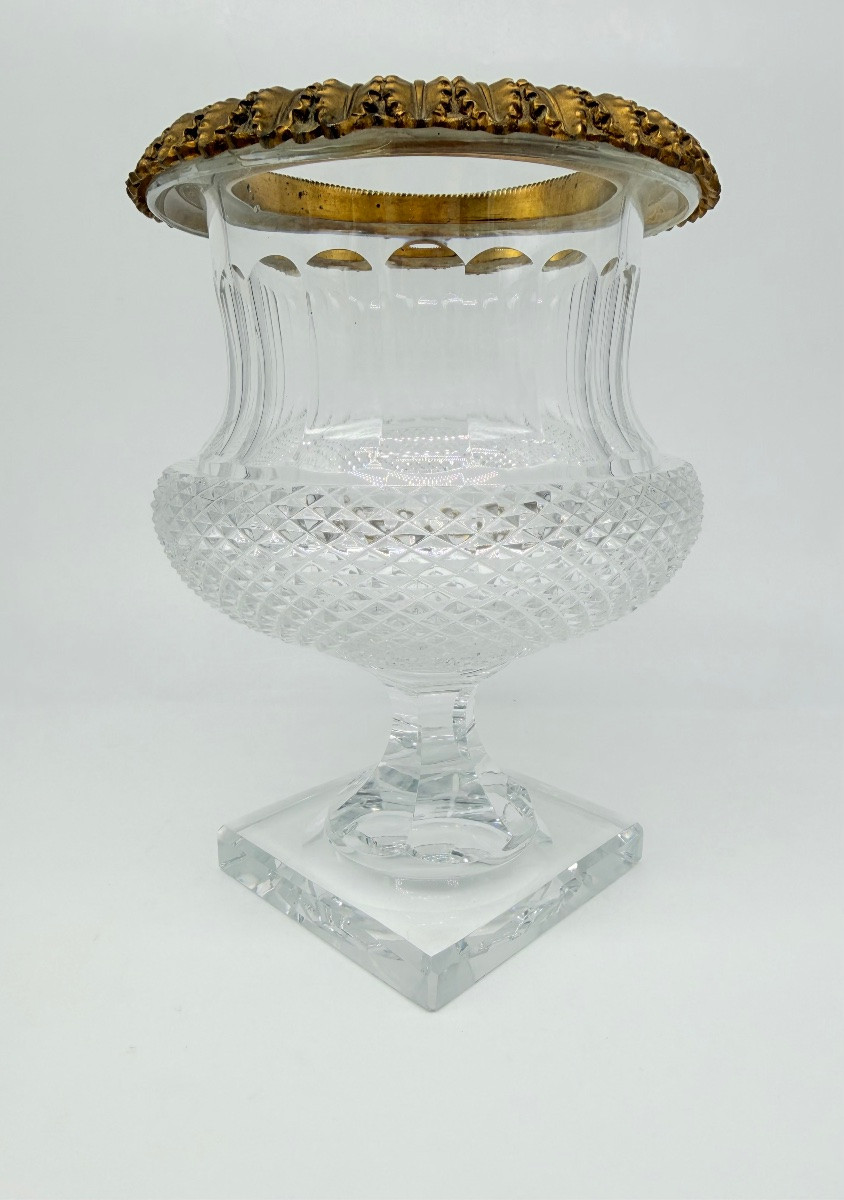 Antique Baccarat Medici Glass Vase Bronze Doré -photo-5