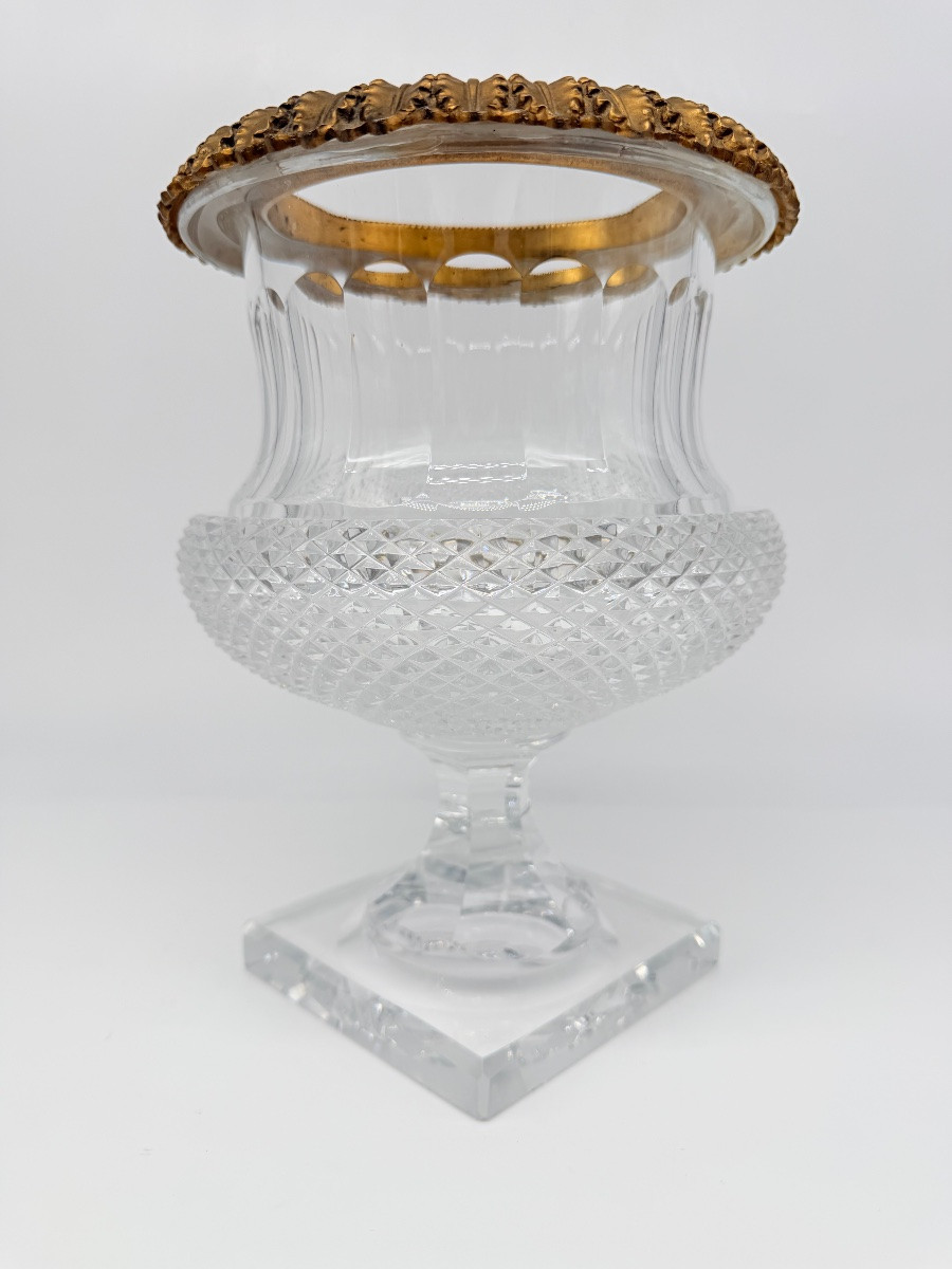 Antique Baccarat Medici Glass Vase Bronze Doré -photo-8