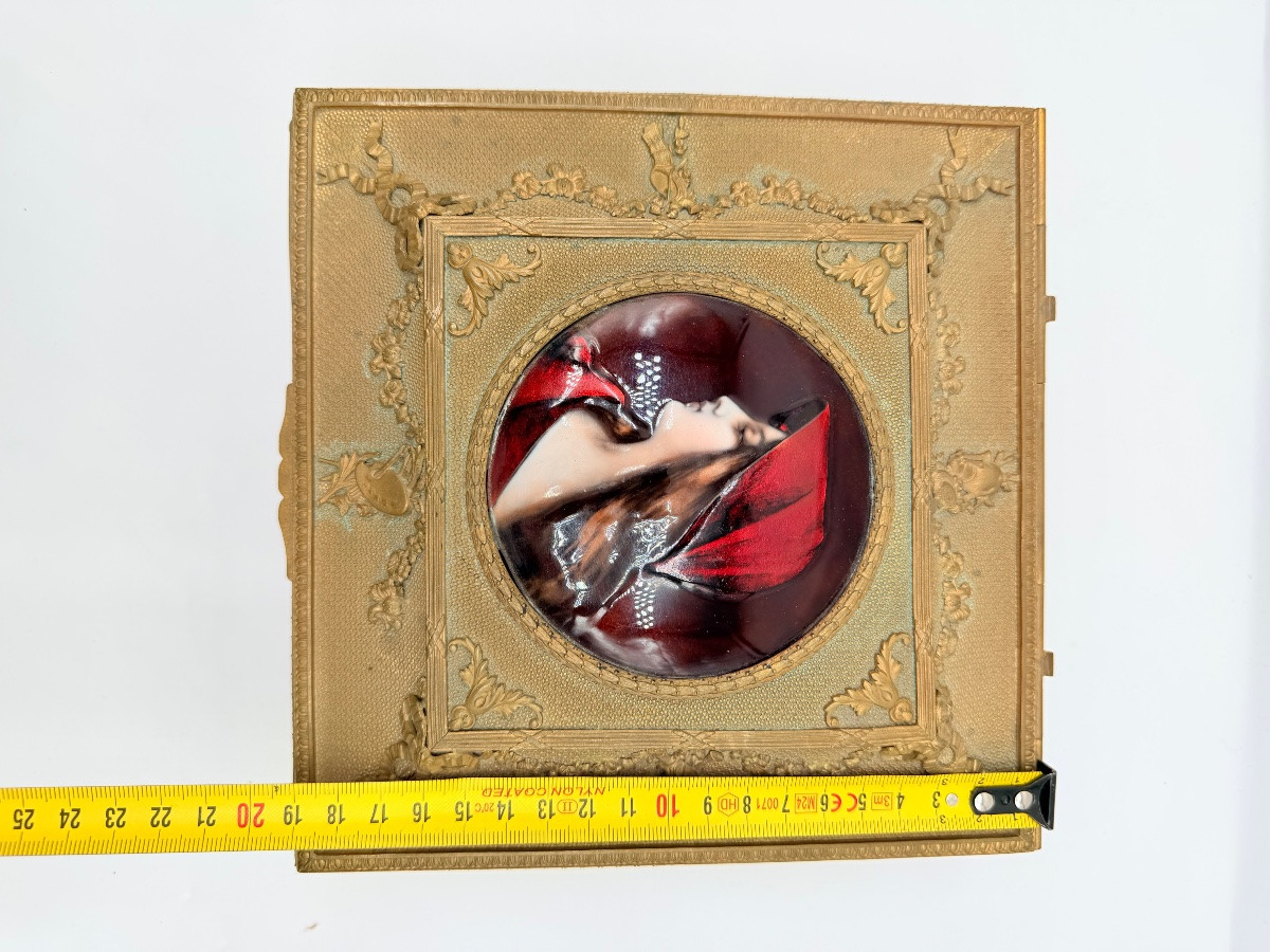 Grand coffret Empire français en bronze doré et émail de Limoges, XIXe siècle-photo-1