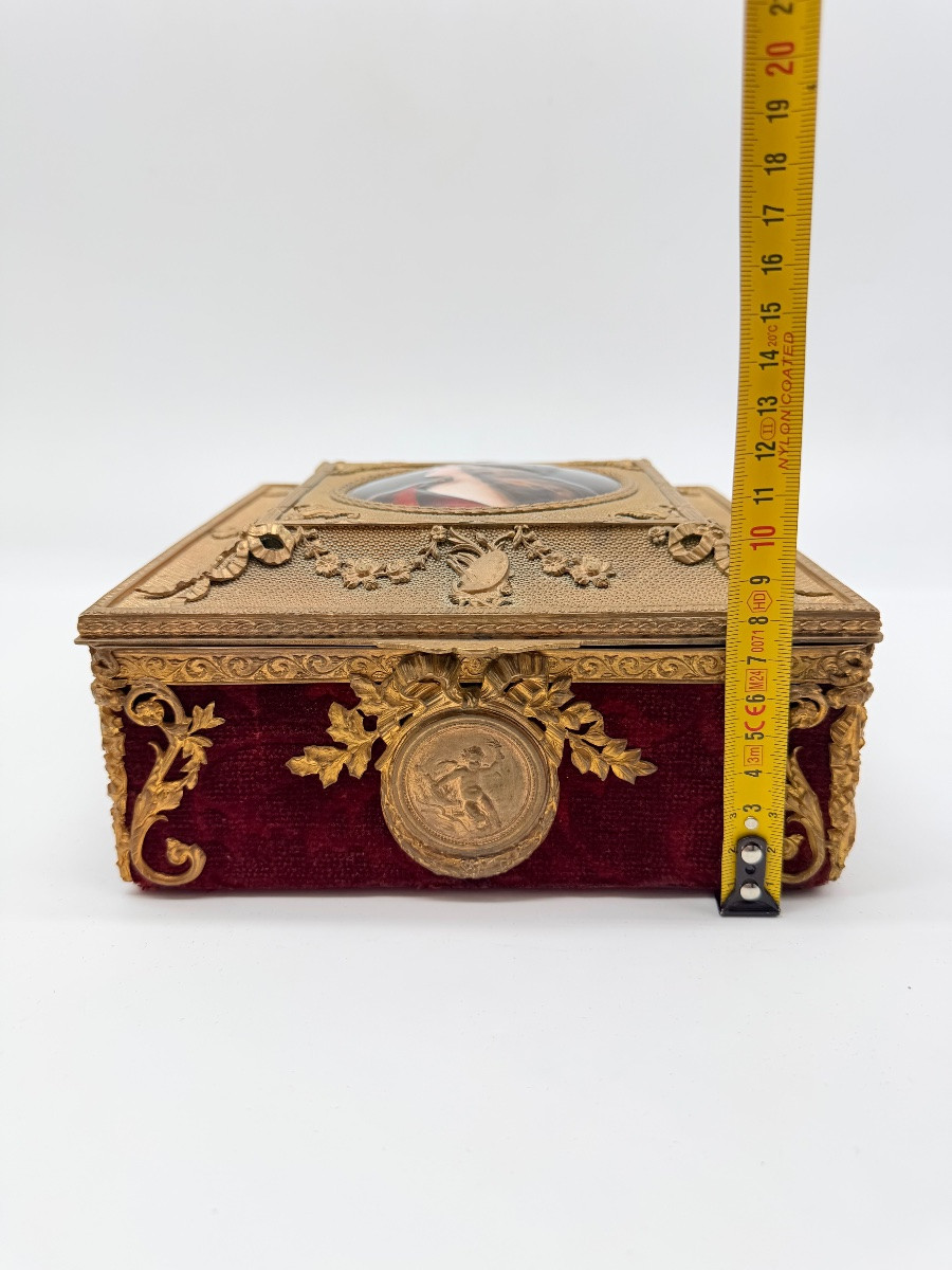 Grand coffret Empire français en bronze doré et émail de Limoges, XIXe siècle-photo-2