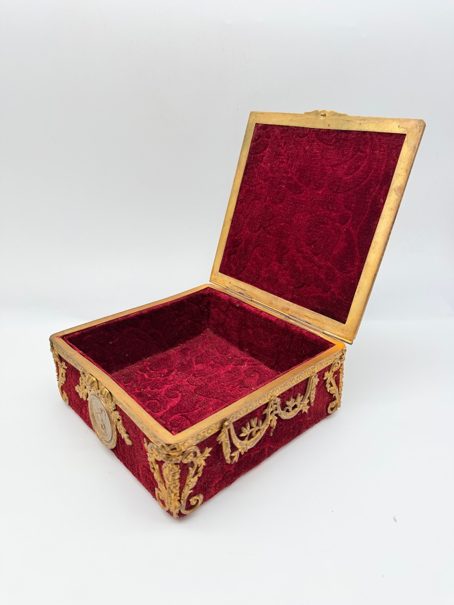 Grand coffret Empire français en bronze doré et émail de Limoges, XIXe siècle-photo-7