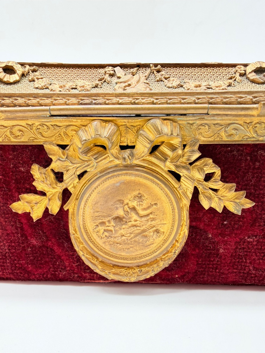 Grand coffret Empire français en bronze doré et émail de Limoges, XIXe siècle-photo-8