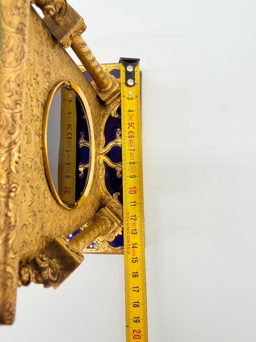 Boîte en bronze du XIXe siècle avec plaques de verre.-photo-4