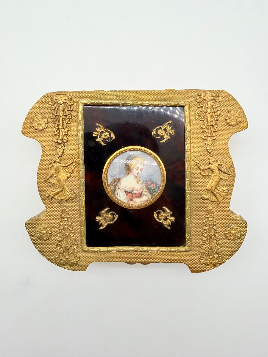 Antique French Bronze Gilded Casket With A Minute Plaque -photo-2