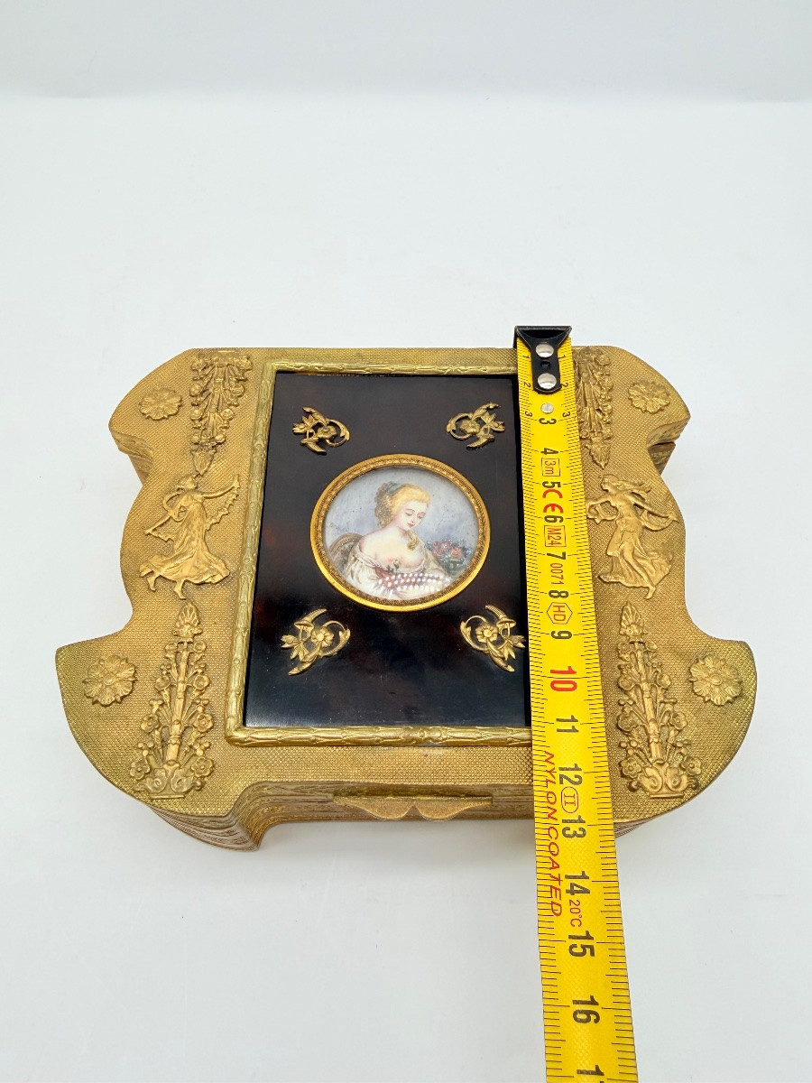 Antique French Bronze Gilded Casket With A Minute Plaque -photo-1