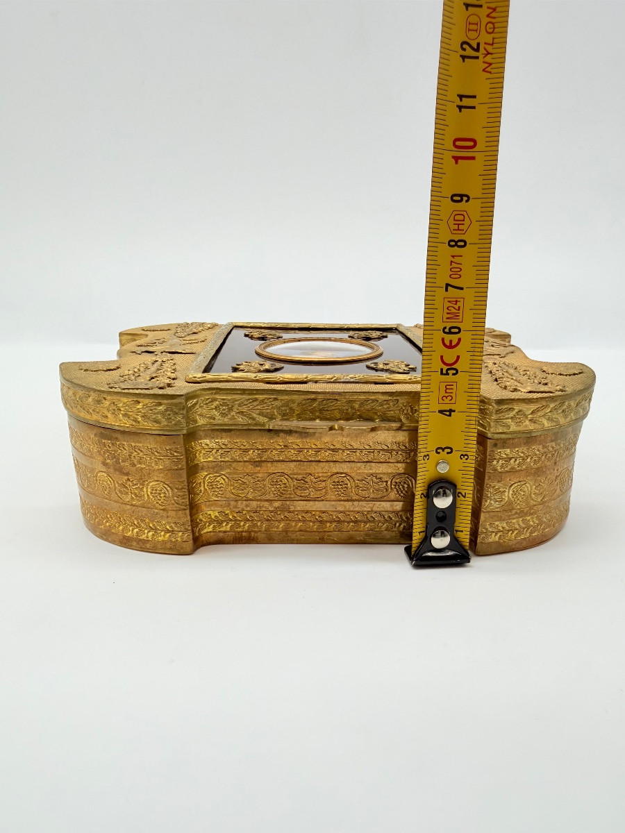 Antique French Bronze Gilded Casket With A Minute Plaque -photo-3