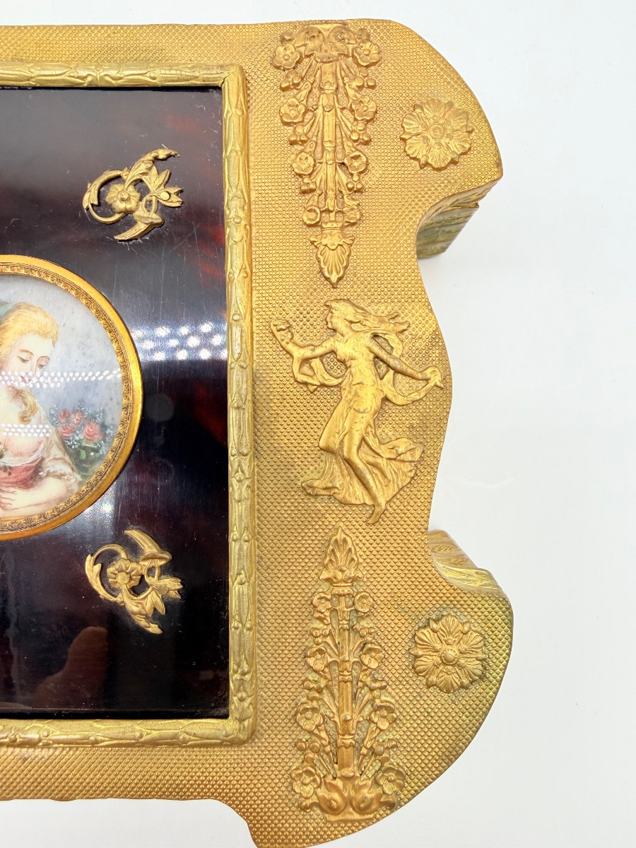 Antique French Bronze Gilded Casket With A Minute Plaque -photo-4