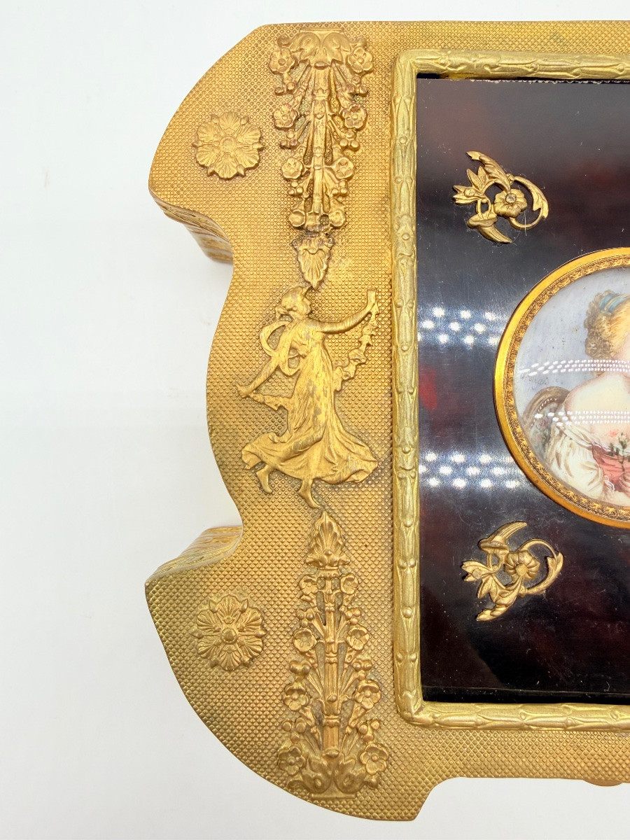 Antique French Bronze Gilded Casket With A Minute Plaque -photo-5