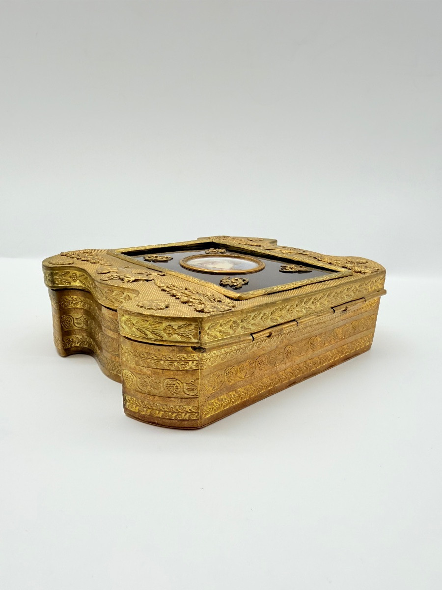 Antique French Bronze Gilded Casket With A Minute Plaque -photo-7