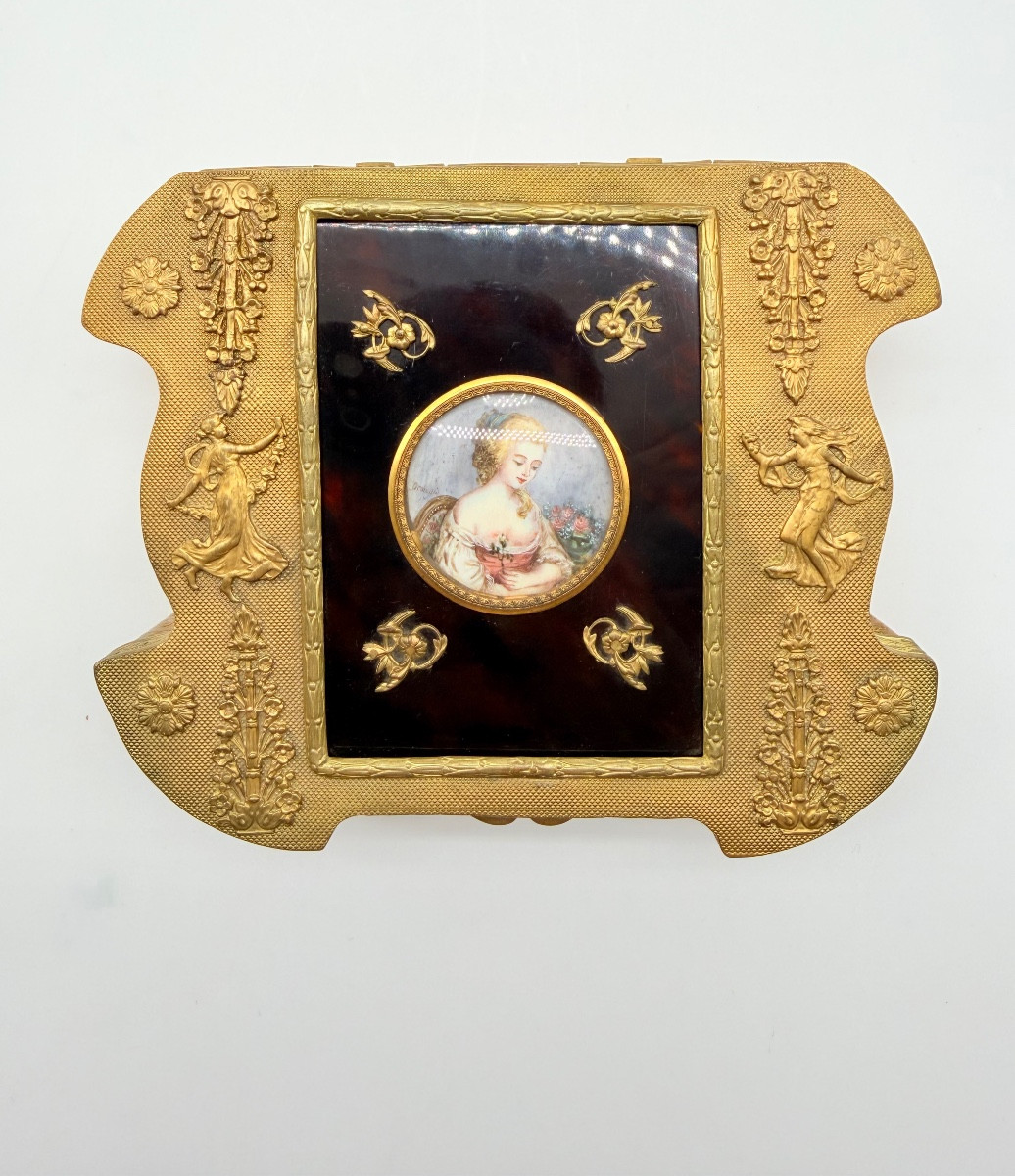 Antique French Bronze Gilded Casket With A Minute Plaque 