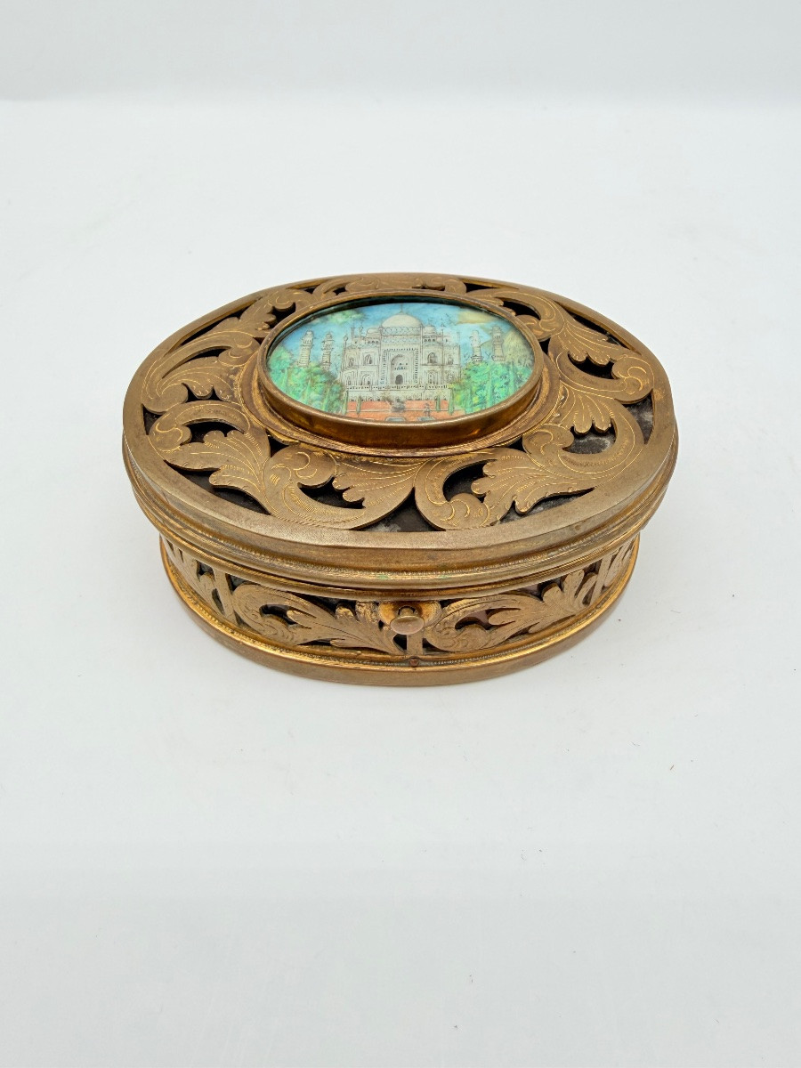 Coffret français provenant du Grand Tour avec miniature du Taj Mahal-photo-2