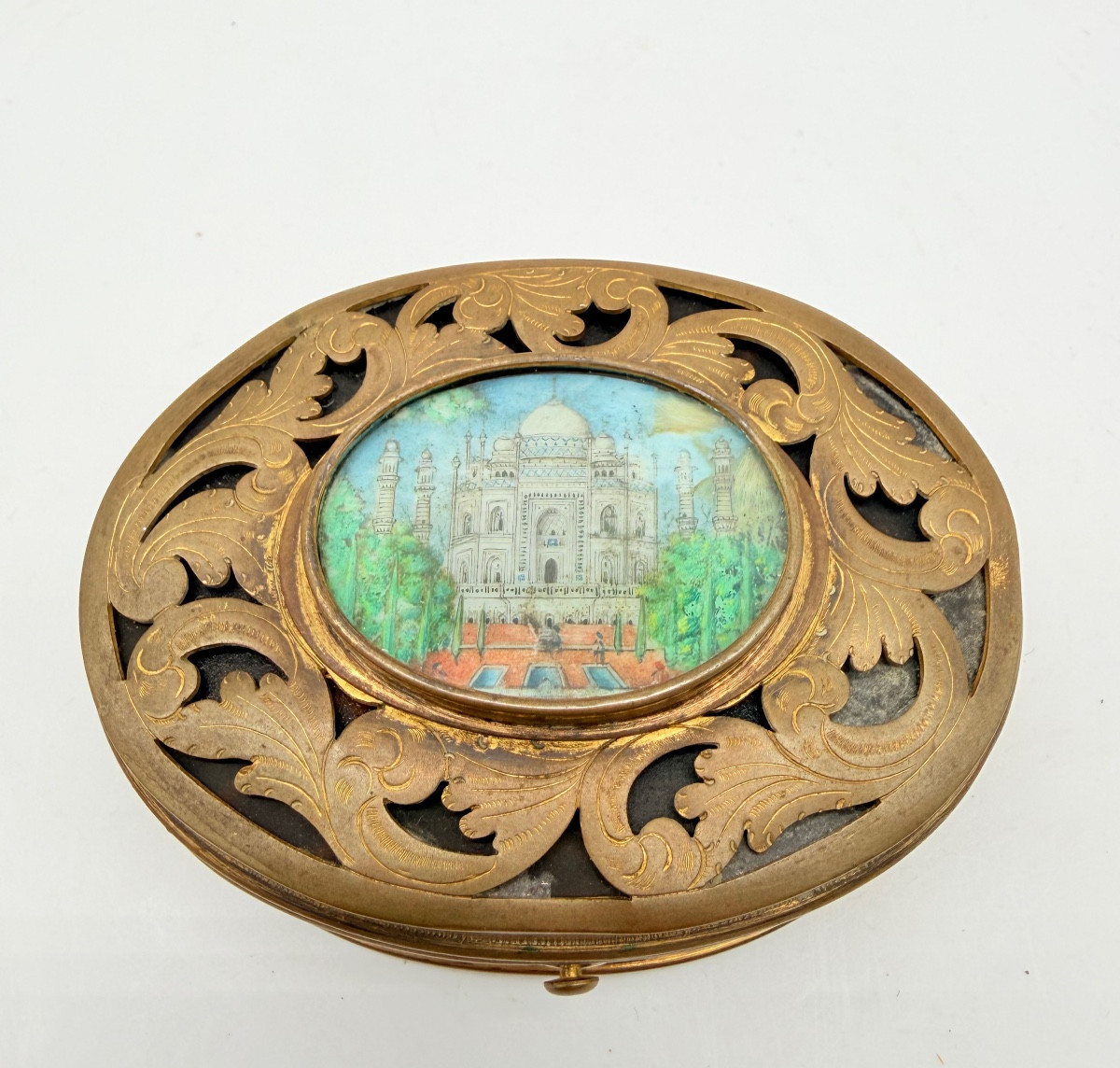 Coffret français provenant du Grand Tour avec miniature du Taj Mahal