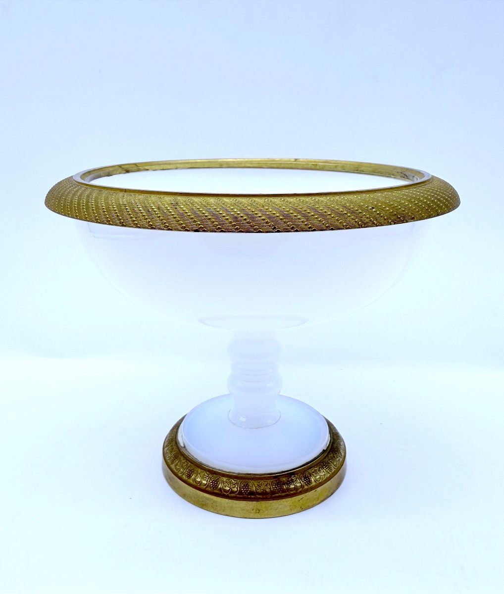 Antique French Opaline Bulle De Savon Glass Tazza ,charlesx 