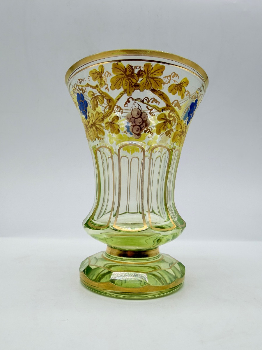 Vase en Ouraline vert émaillé Bohême ,Biedermeier,XIXeme-photo-2