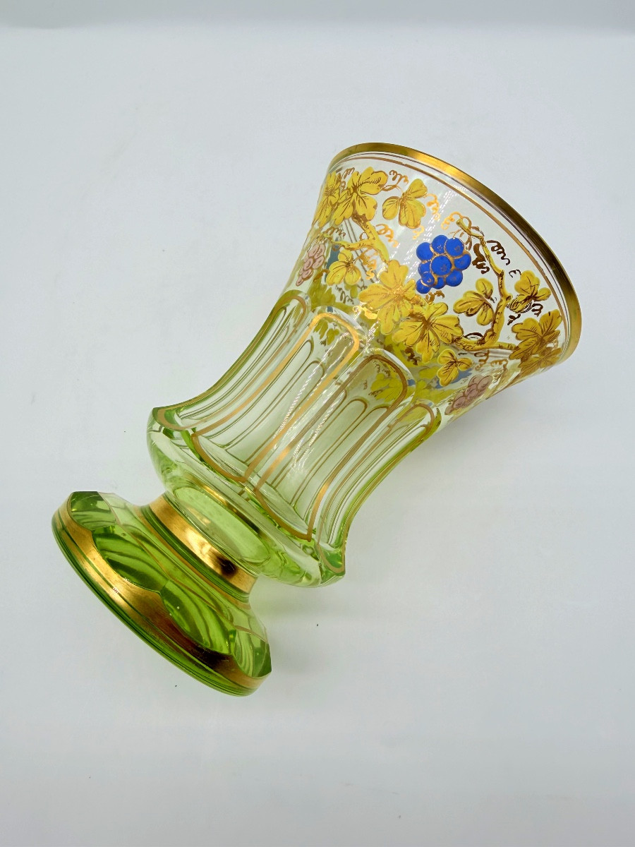 Vase en Ouraline vert émaillé Bohême ,Biedermeier,XIXeme-photo-4