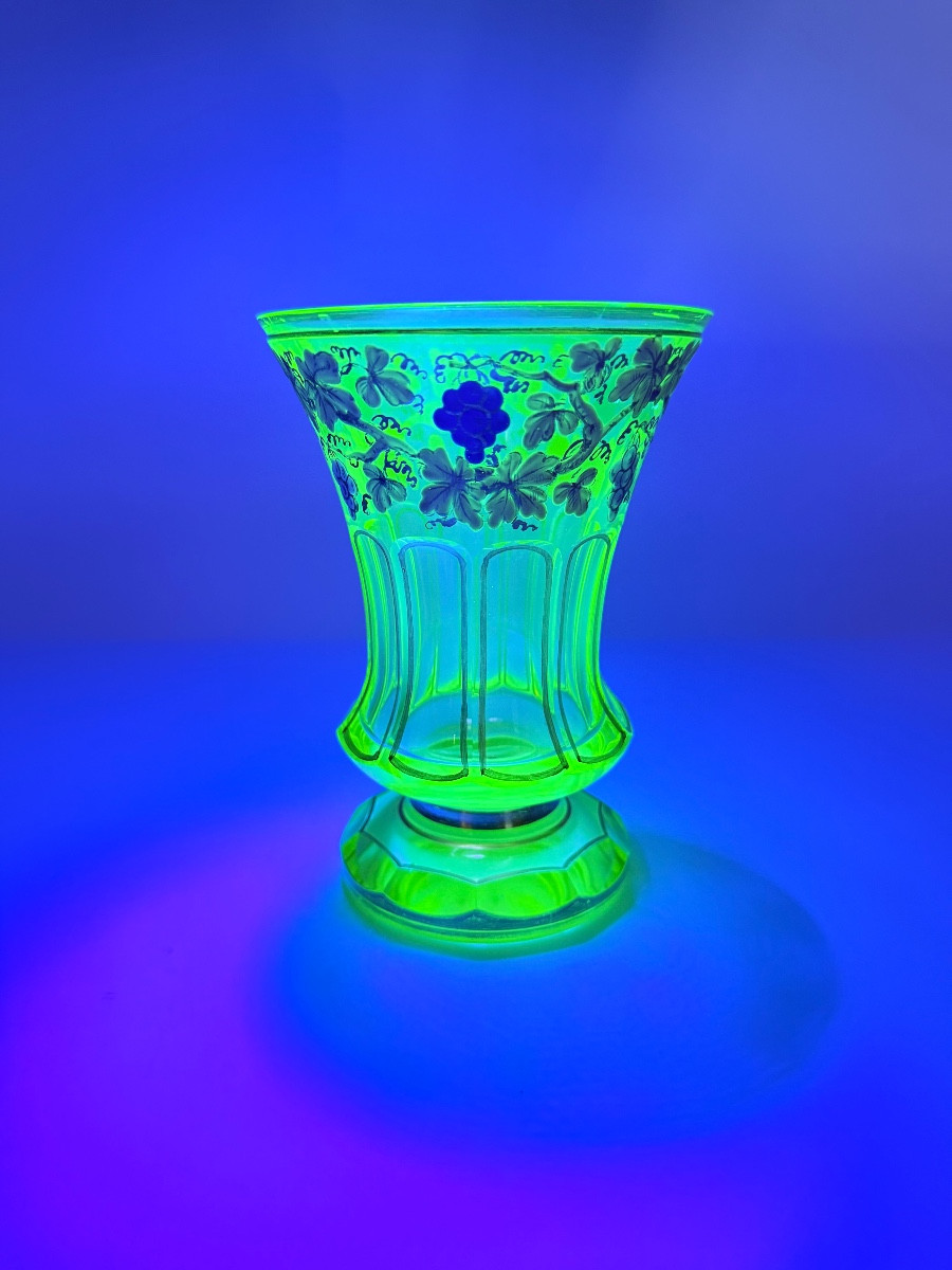 Vase en Ouraline vert émaillé Bohême ,Biedermeier,XIXeme-photo-6