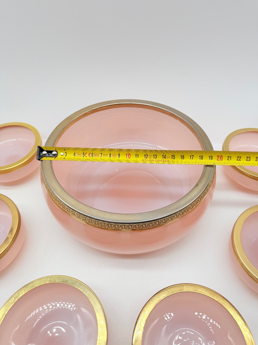 Murano Opaline Glass Set 6small Bowls And 1large-photo-2