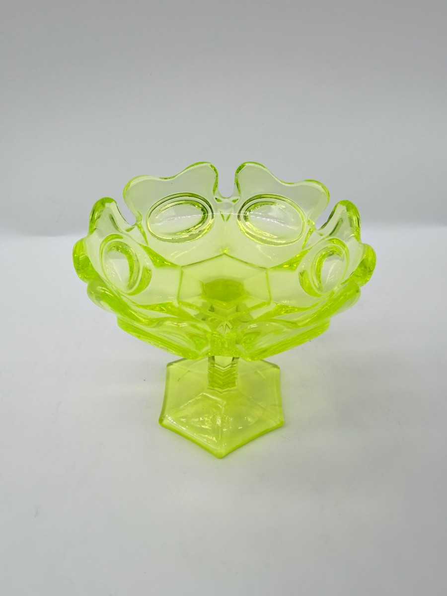 Antique Bohemian Uranium Glass Tazza -photo-3