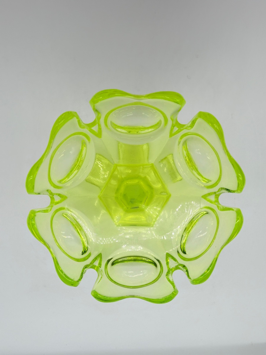 Antique Bohemian Uranium Glass Tazza -photo-4