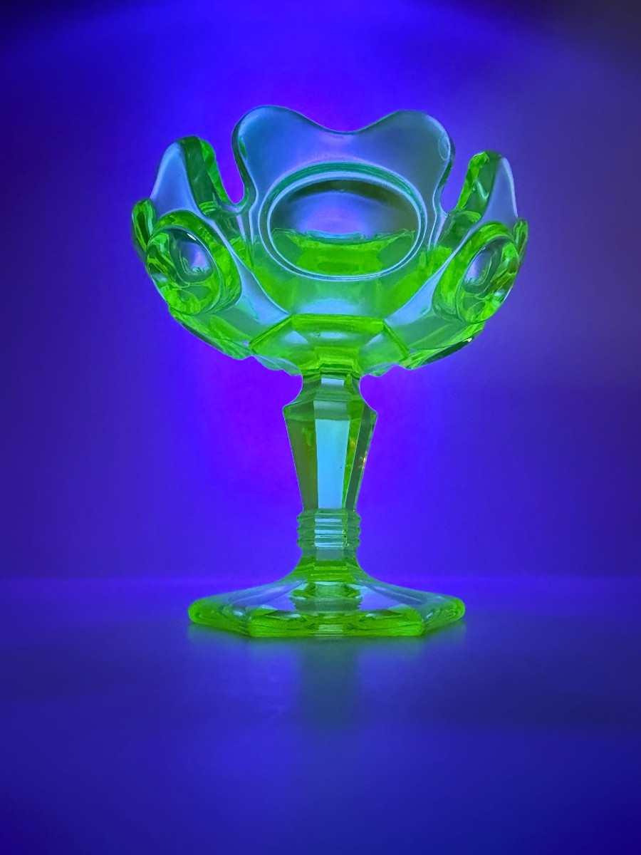 Antique Bohemian Uranium Glass Tazza -photo-1