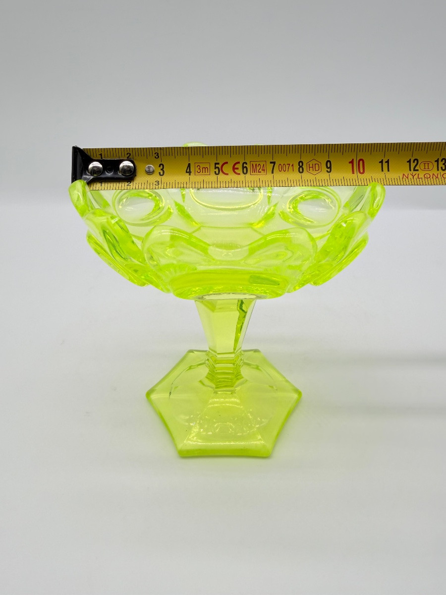 Antique Bohemian Uranium Glass Tazza -photo-4