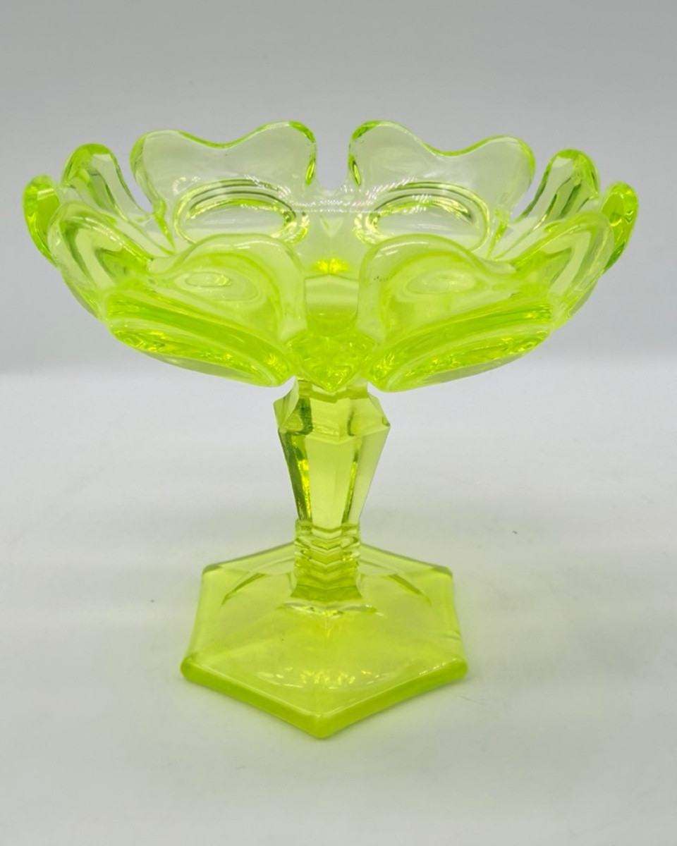 Antique Bohemian Uranium Glass Tazza 