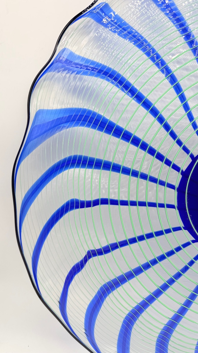 Murano Glass Centerpiece Plate Blue Green Designed By Federica Marangoni. Made By Itre.-photo-4