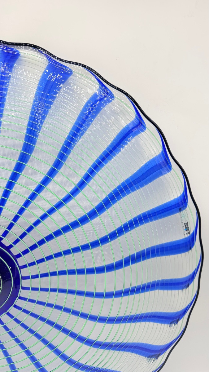 Murano Glass Centerpiece Plate Blue Green Designed By Federica Marangoni. Made By Itre.-photo-7