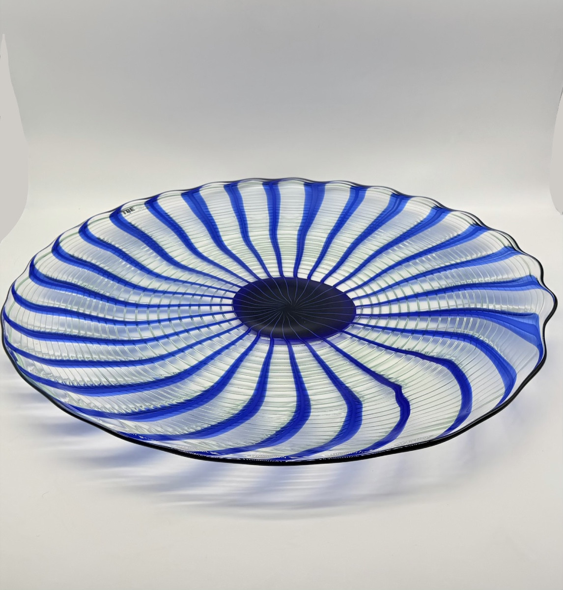 Murano Glass Centerpiece Plate Blue Green Designed By Federica Marangoni. Made By Itre.