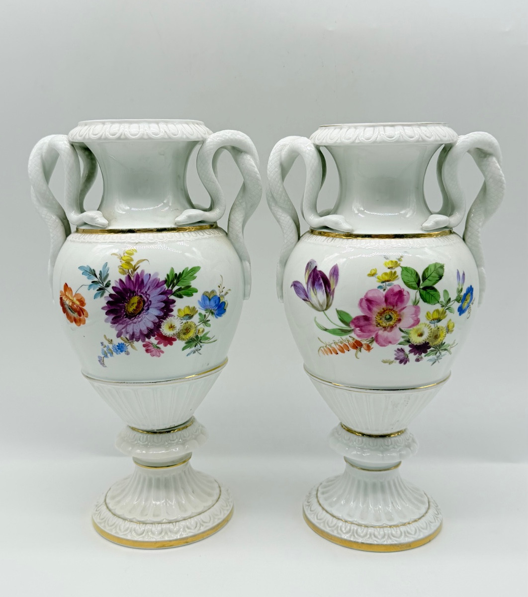 Pair Of Meissen Porcelain Vases.