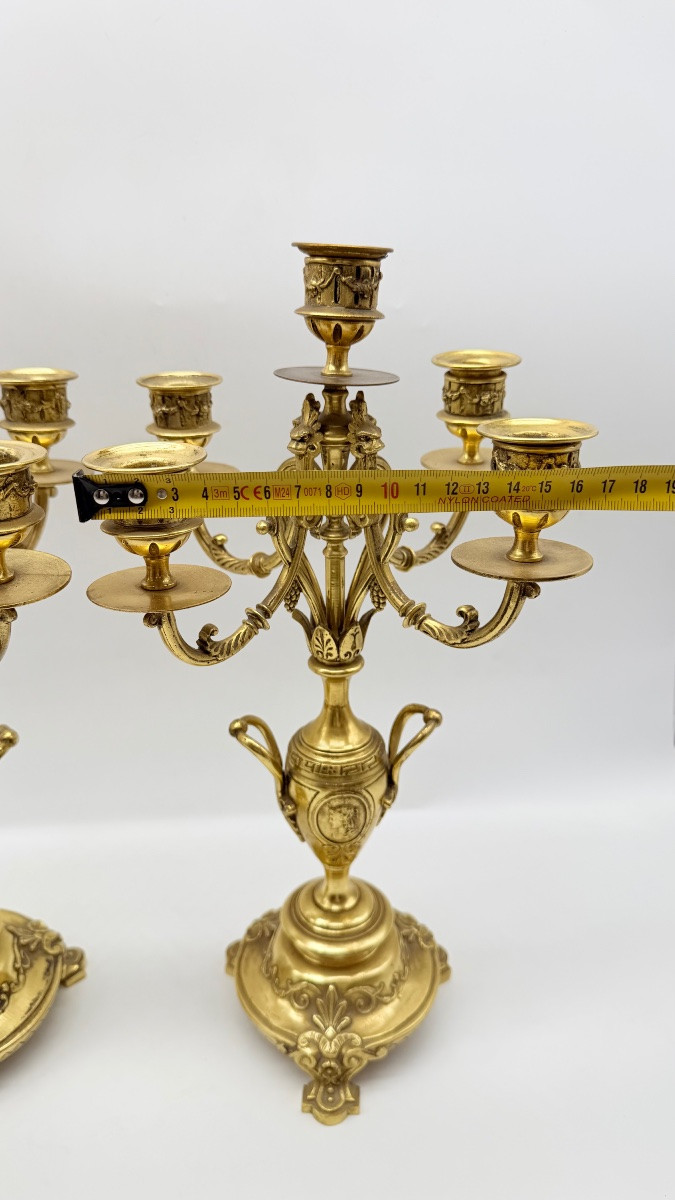 Paire De Chandeliers En Bronze Doré, époque XIX ème-photo-1
