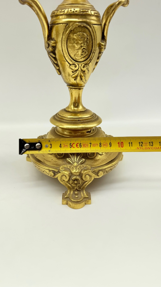 Paire De Chandeliers En Bronze Doré, époque XIX ème-photo-2